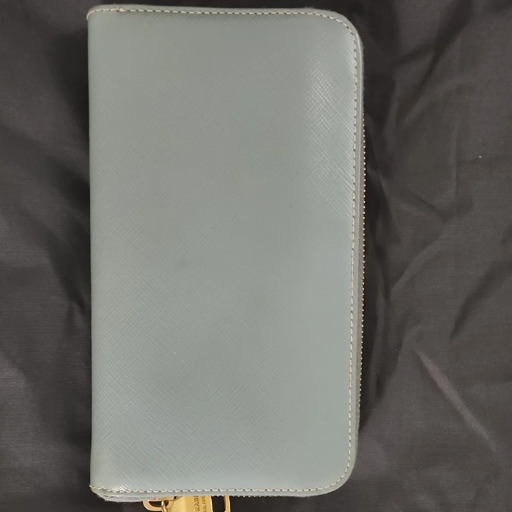 Prada **AUTHENTIC  Sky Blue Leather Wallet - Picture 9 of 10